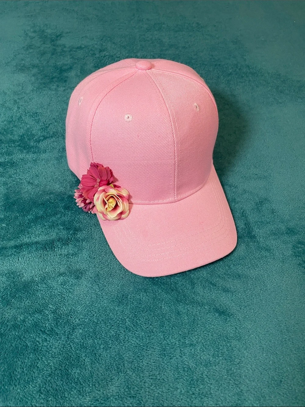 Chic Pink Floral Flower Basic Causal Embellished New Adjustable Baseball Cap